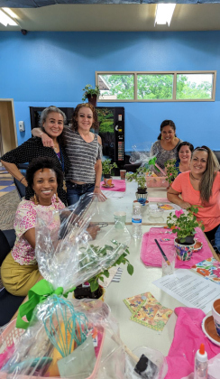From left, Tiowa Collier, Mommie Support Network administrative assistant, Dahlia Gonzales, Georgetown Housing Authority services coordinator, mother Jami Littleton, Alicea Jones, Mommie Support Network executive director and founder, mother Sara MacDonald and mother Andrea Fallas-Nunez.  Photos courtesy Mommie Support Network