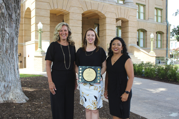 The Williamson County Budget Office Receives Distinguished Budget Presentation Award. From left to right Ashlie Holladay, Sarah Crain and Saira Hernandez. Courtesy of Williamson County.