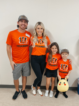 The Wood family: Brodie, Ashley, Brielle and Brixton proudly pose in their Bengals gear. (Photo Courtesy Bounce Marketing & Events).
