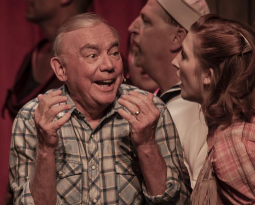 Curt Olson, left, as Everett Baker, and Elysia Worcester, playing Polly Baker (Everett's daughter) are shown in a scene from the Thursday, June 29, 2023 dress rehearsal of "Crazy for You," playing on the Palace's Springer Stage through July 30.