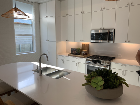The appliances in the kitchen come with the house, and a hookup for washer and dryers are available.