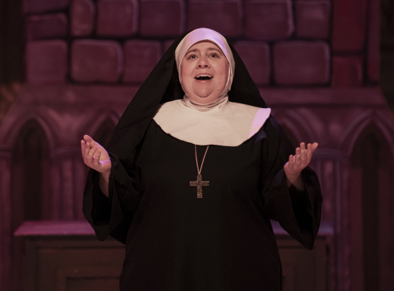 Jennifer Tucker, playing Mother Abbess, is  shown in a Thursday, August 17, 2023 scene from the Georgetown Palace production of "The Sound of Music," playing on the Springer Stage through September 17.  Photo by Andy Sharp.