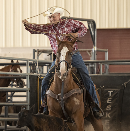Rex Sandifer, 75, of Elgin competes in Breakaway Roping.