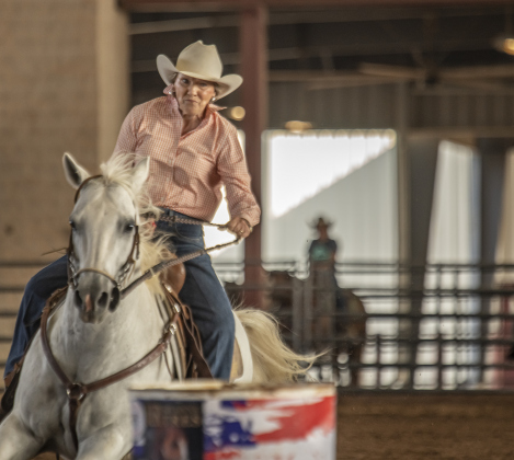 Mitzi Harper of San Angelo competes in Barrel Racing.