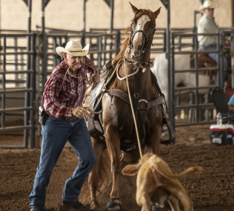 Rex Sandifer of Elgin competes in Tiedown Roping.