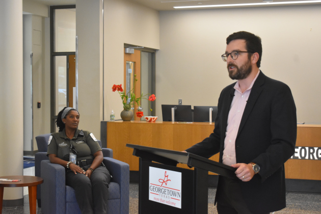 Jackson Daly, Assistant Director of Public Works for the City of Georgetown, appeals to the community to foster or adopt healthy dogs to create space to isolate sick dogs.