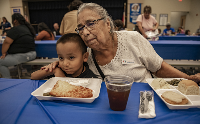 4-year-old Pre-k student Edwin Miguel Padrone enjoys time with his grandmother Isabel Garcia  during a Grandparents' Day lunch held at Jarrell Elementary School on Friday, September 8, 2023.