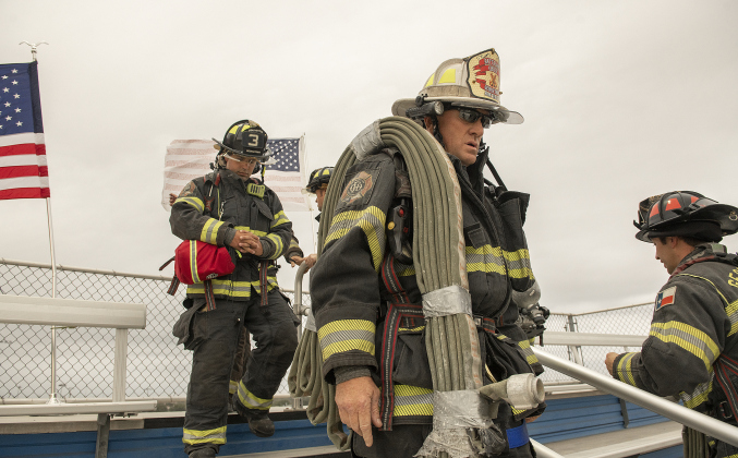 Georgetown Fire Department Battalion Chief Carl Boatright, front, was a participant (and an event organizer) for  the Memorial Stair Climb.