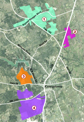 The four proposed industrial district would have covered areas of the ETJ in the north, west, east and southeastern parts of the ETJ.