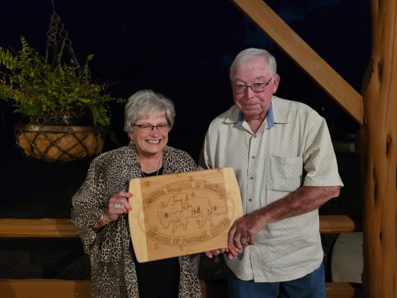 Jo Ann and Jim Hill received special recognition for a combined 100-year service to the chamber and the Florence community at the annual Chamber Gala Saturday evening at Reunion Ranch. Photo by Nalani Nuylan.