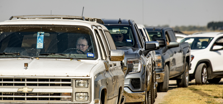 Martha Pavelka was first in the to-go line, arriving over an hour before distribution began.
