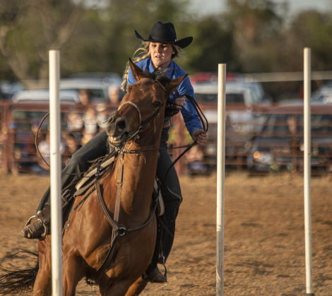 Jaycee Ferguson competes in Polebending.