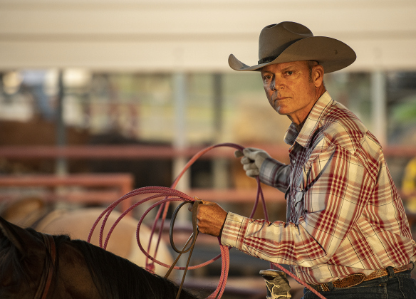 John Armstrong gets ready to compete in Senior Breakaway Roping.