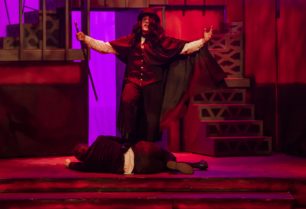 Cayden Couchman, playing Henry Jekyll and Edward Hyde, is pictured as Hyde in a Thursday, October 5, 2023 dress rehearsal of "Jekyll &amp; Hyde," playing on the Palace's Springer Stage through November 5.    Photo by Andy Sharp.