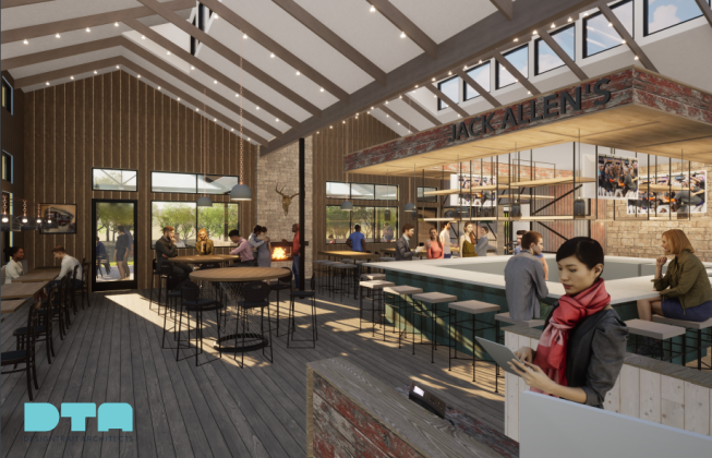 Rendering shows the interior of the anticipated Jack Allen’s location in Hutto. The restaurant has five other locations across the Austin area.  Illustration courtesy of MA Partners.