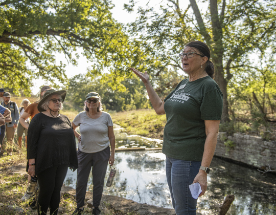 Hill Country Conservancy Chief Executive Officer Kathy Miller speaks.