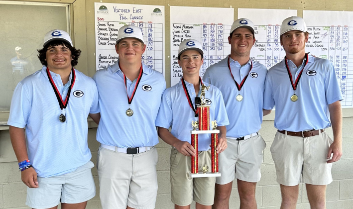 The GHS Eagles opened the fall campaign with a decisive victory this fall. From left, are Grant Jansen, Colton O'Dell, Wess Wilburn, Sam Stribling, Cole Schreiber.