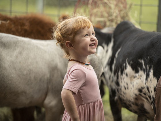 2-year-old Daphne Maple has fun in the Texan Petting Zoo on Wednesday, October 25, 2023, the opening day of the Williamson County Fair and Rodeo, held at the Williamson County Expo Center through October 28th. 