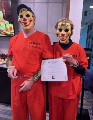 Lynn and Joe Barron embrace the scary side of Halloween and took home second place in the costume contest.