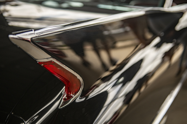 One of the rear tail fins on a 1960 Cadillac Coupe de Ville owned by Reggie and Johanna Hill of Georgetown is pictured at Taylor's Main Street Car Show on Saturday, October 28, 2023.