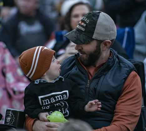 Chris Hill and his son Ellliott, who will be 2-years-old in January, attended  the Lighting of the Square on Friday, November 24, 2023.