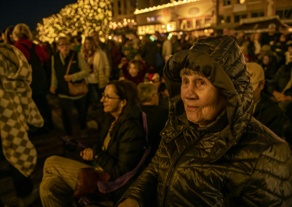 Mechthilde Riddle, 79, enjoyed seeing square fill with light at  the Lighting of the Square on Friday, November 24, 2023.