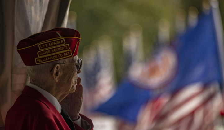 Gary Keilman prepares to place American flags at the Field of Honor on Saturday, November 4, 2023.