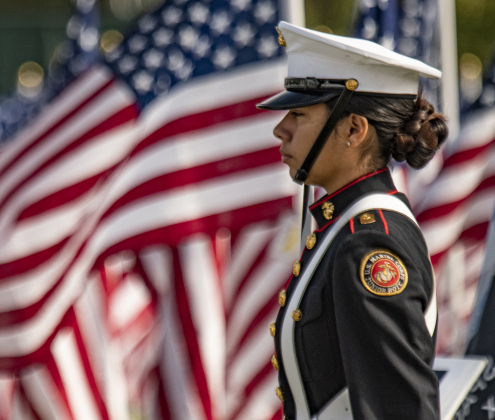17-year-old Caroline Garcia, a member of the Round Rock High School Marine Corps Junior R.O.T.C. program, was a member of the color guard for a 248th Marine Corps birthday celebration  at the Field of Honor on Saturday, November 4, 2023.