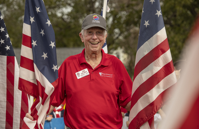 Rotary Club member Jim Deuser was a Parade of Colors participant during opening ceremonies for the Field of Honor on Sunday, November 5, 2023.