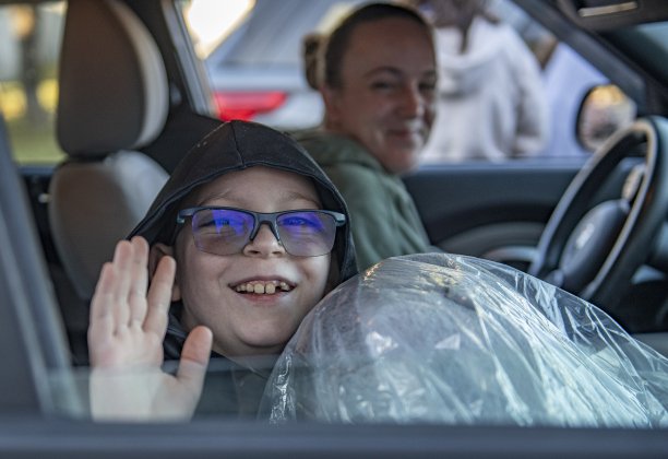 10-year-old Mason Brown, with his mom Brittany Brown, was among the recipients during the Georgetown Police Department's Blue Santa distribution, held Saturday, December 16, 2023.