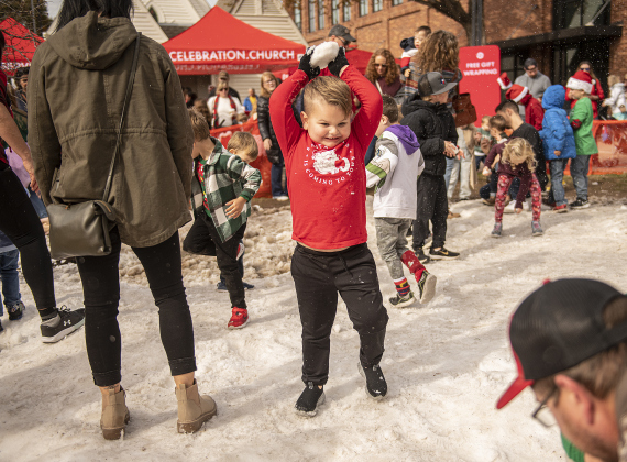 5-year-old Easton Eller had fun playing on a snow hill at Snow in the Park, held in Founder's Park.