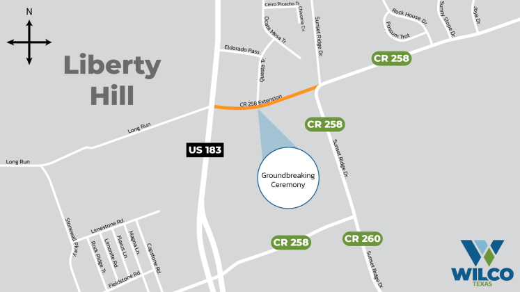 The County Road 258 extension in western Williamson County. Illustration courtesy of Williamson County.