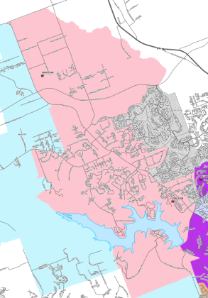 Ford Elementary School's attendance zone is highlighted in red.