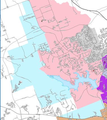 San Gabriel Elementary School's attendance zone is highlighted in light blue.