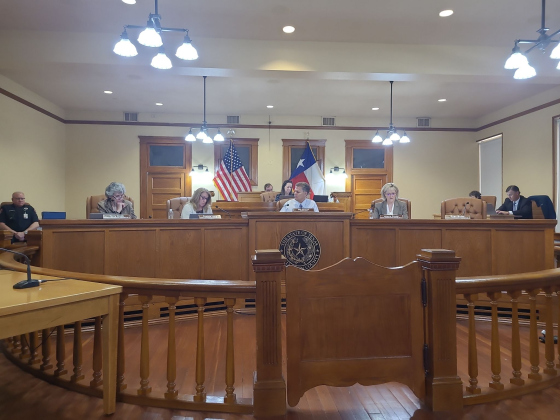 Williamson County Judge Bill Gravell tells the County Commissioners about his recent trip to Soule, South Korea during the February 6 Commissioners Court meeting. Photo by Nalani Nuylan.