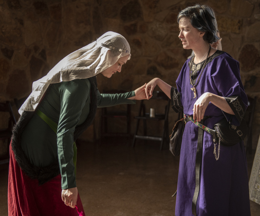 Dae Knarrarbringa in Bareyska, left, joins with Juniper during a dance class.
