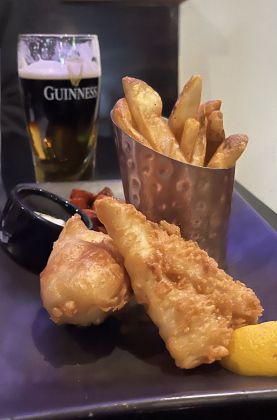 An order of fish and chips served at The Grumpy George.