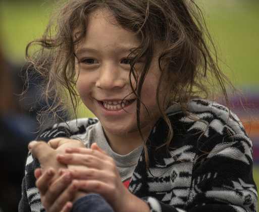Braxton Bunch, 6, joined his family at San Gabriel Park for a talk by historian Helen Cordes about the history of Native Americans.