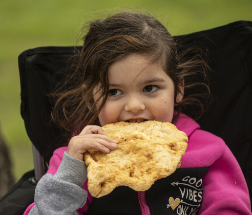 Riley Mouse, 4, enjoys traditional fry bread.