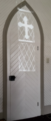 The stencils on the windows created shadows that could be seen on the inside of the center. (Courtesy Kathy Sellers)