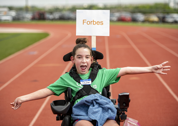 Forbes Middle School student Skylar Del Bosque was a participant in track events during the  Georgetown Independent School District's annual Special Olympics, held Tuesday, May 7, 2024  at the district sports complex behind Georgetown High School.     Photo by Andy Sharp.