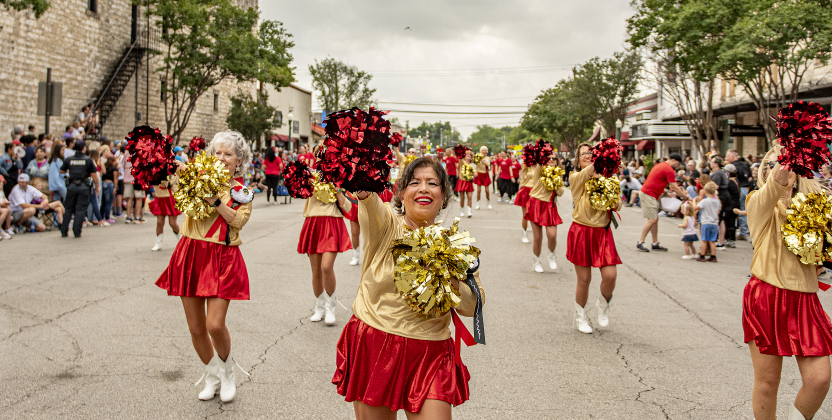 The Sun City Georgettes performed in the  parade along Austin Avenue during the 25th Annual Red Poppy Festival on Saturday, April 27, 2024.    Photo by Andy Sharp.