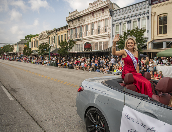 Tessa Smith, Mrs. Texas, participated in the parade along Austin Avenue during the 25th Annual Red Poppy Festival on Saturday, April 27, 2024.