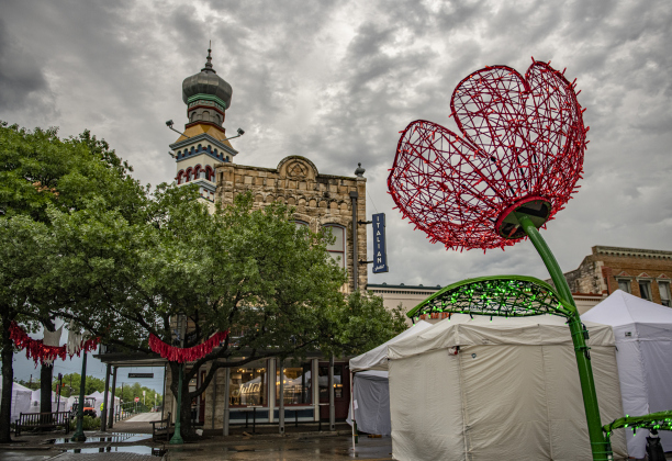 The downtown square was soaked on Sunday morning, April 28.
