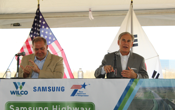 Governor Greg Abbott gives a speech on how Texas will be the leading producer of microchips in the county.