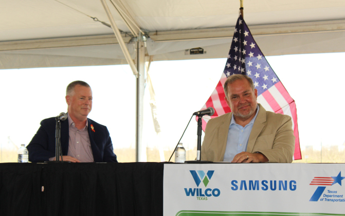 TxDOT Engineer Tucker Ferguson, right, said Wilco was a great partner wo work with on the road construction for the Samsung Highway project.