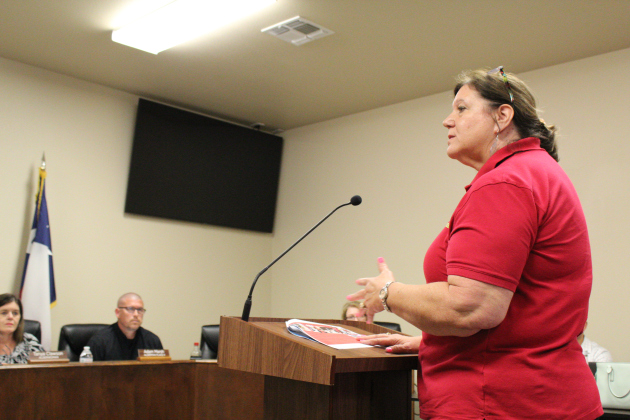 Library Director Susan Gregurek gives an update about the Jarrell Community Library and Resource Center to the Jarrell City Council on June 4.