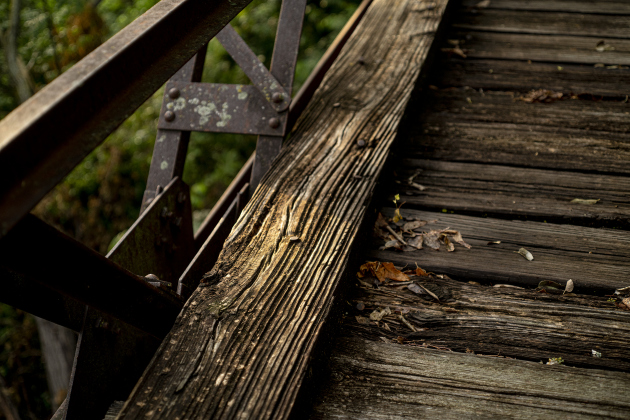 Late-day light falls on the surface of the retired  truss bridge along County Road 366 in the Rowe Valley area on Tuesday, June 11, 2024. Photo by Andy Sharp.