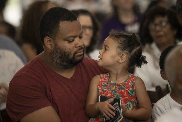 Sofia Nelson, the City of Georgetown's Planning Director, was joined by daughter Norah, 2, during the Georgetown Cultural Citizen Memorial Association's 72nd Annual Juneteenth Celebration on Saturday, June 15, 2024.