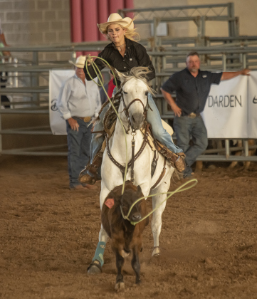 Cora Baylee Mayer competes in Breakaway Roping at the 1st Annual Bill Pickett Youth Rodeo, held at the Williamson County Expo Center  on Saturday, June 15, 2024.   The rodeo was open to entrants 18-years-old or younger.    Photo by Andy Sharp.